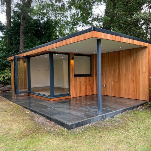 Garden Room on a Black Paving Stone Patio