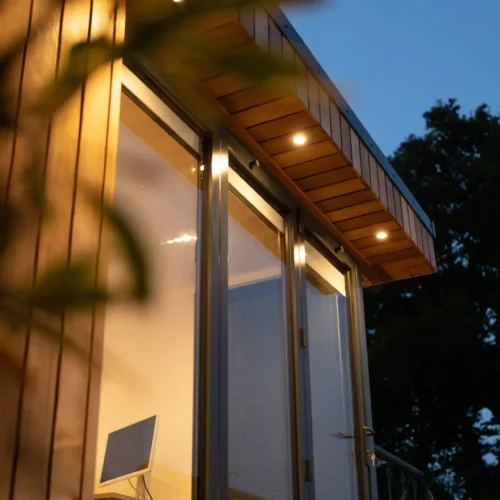 Lit up Garden Room at Night