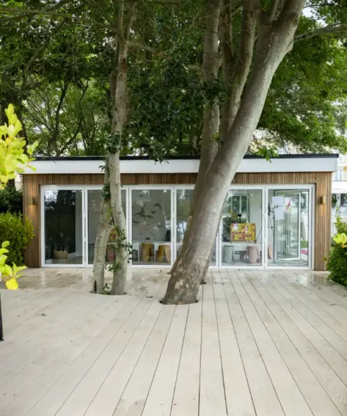 Garden Room Decking around Trees
