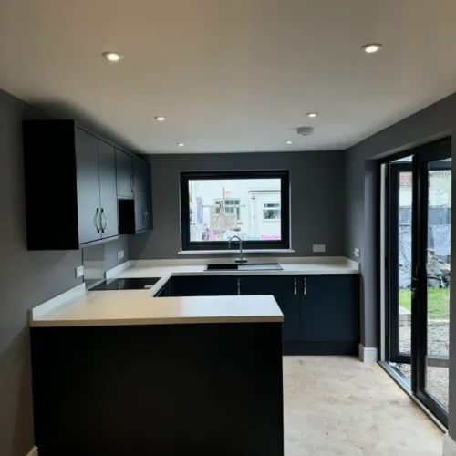 Garden Room with Navy Kitchen
