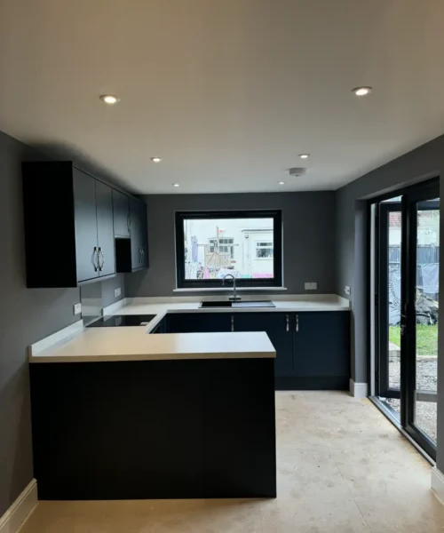 Garden Room with Navy Kitchen
