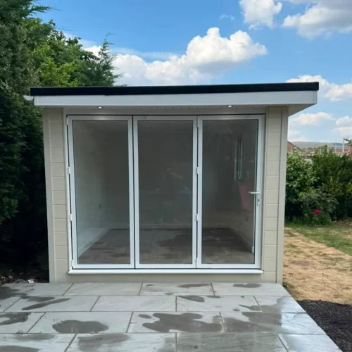 Shillingstone Office Garden Room Installation Closed Bi-fold Doors